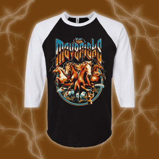 Black and white raglan shirt.