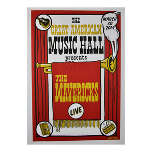 Concert poster for The Mavericks performing at The Great American Music Hall on March 30, 2014.