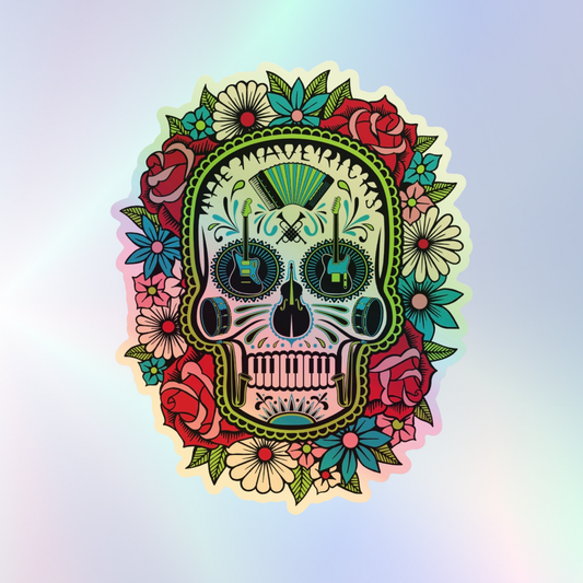 Flower Skull Holographic Sticker