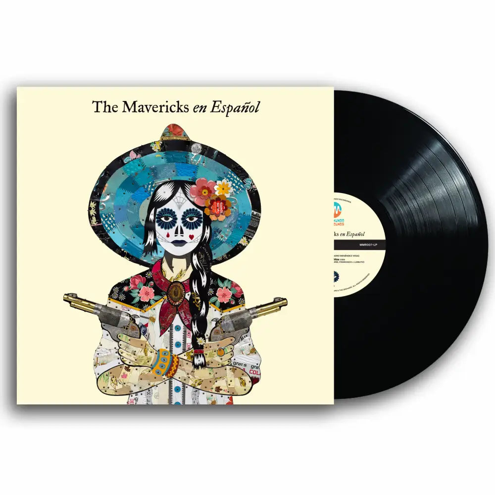 Vinyl record album cover featuring colorful Day of the Dead-style artwork.
